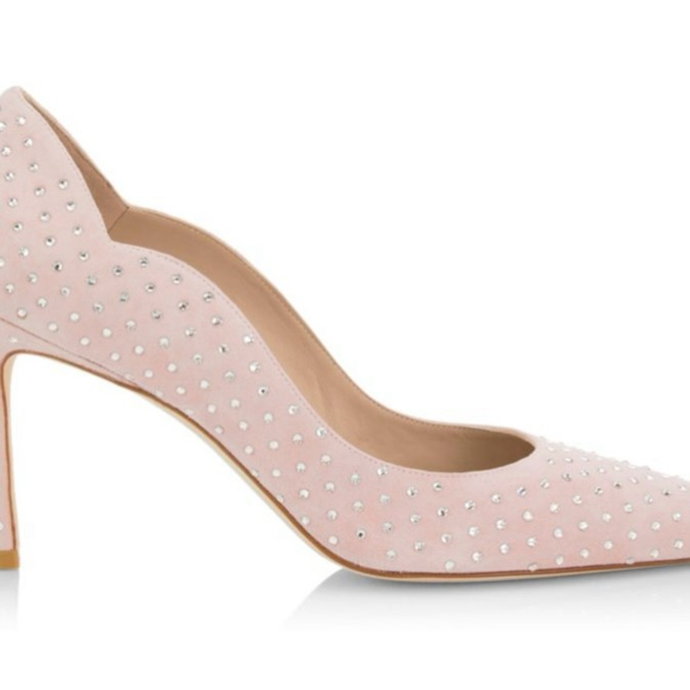 Stuart Weitzman Scalloped Crystal-Embellished Heels NWT